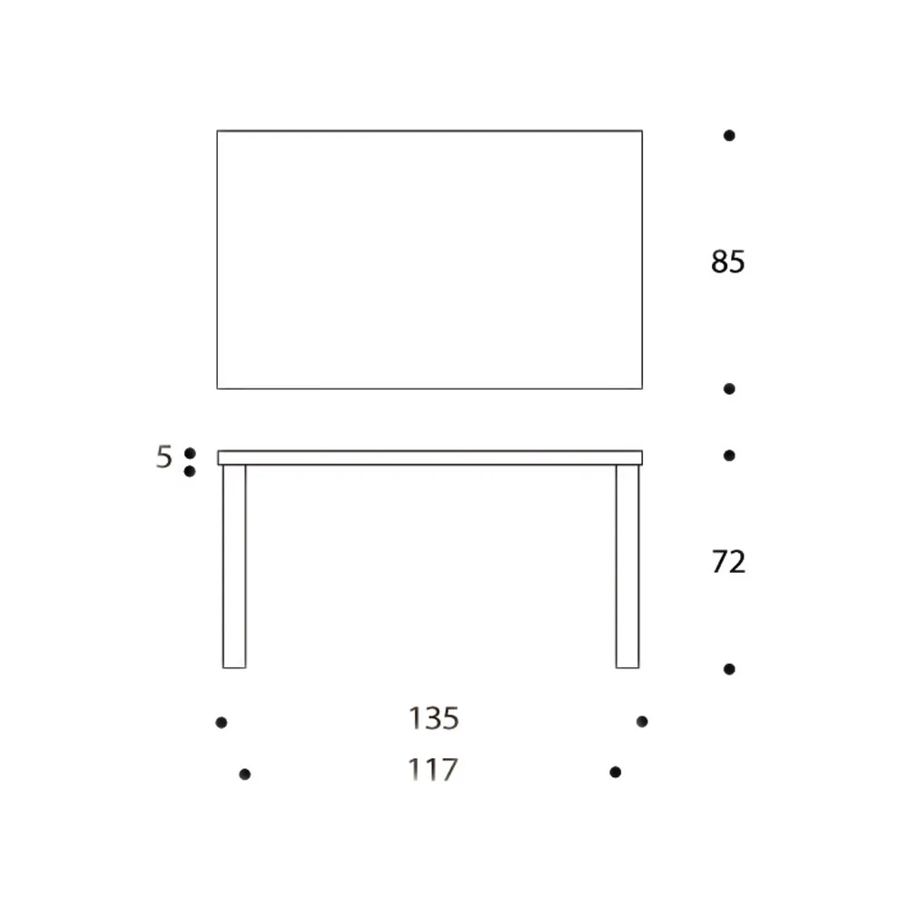 Aalto 82B matbord, Vit laminat-Björkben Artek