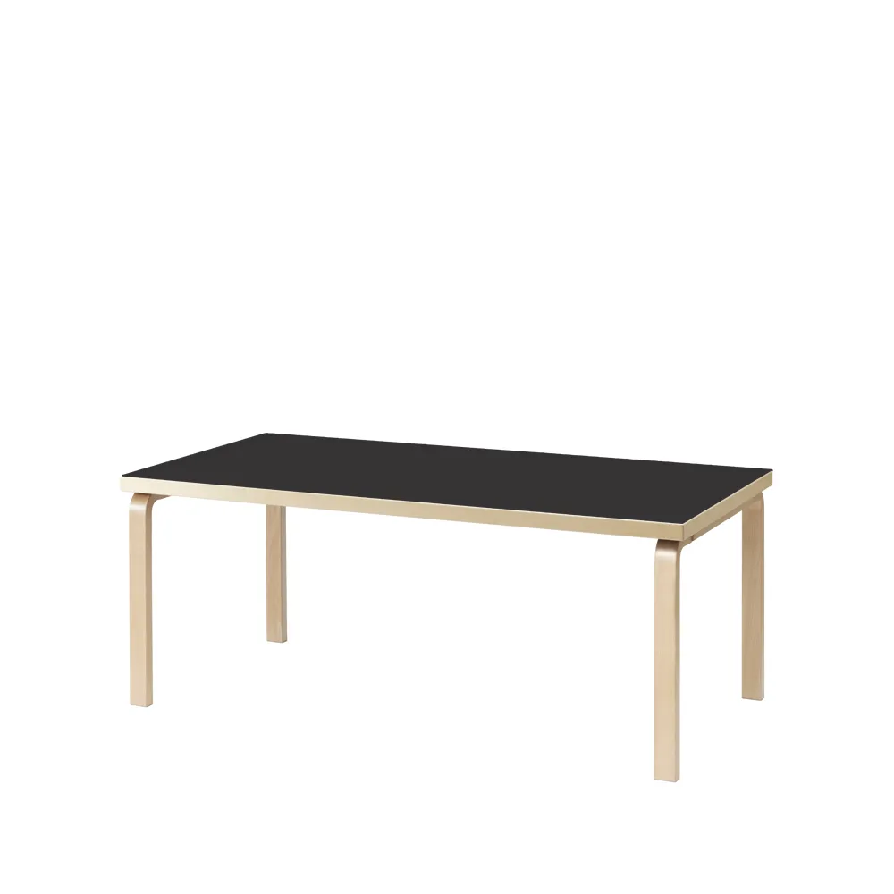 Aalto 83 matbord rektangulärt, Svart linoleum-Björkben Artek