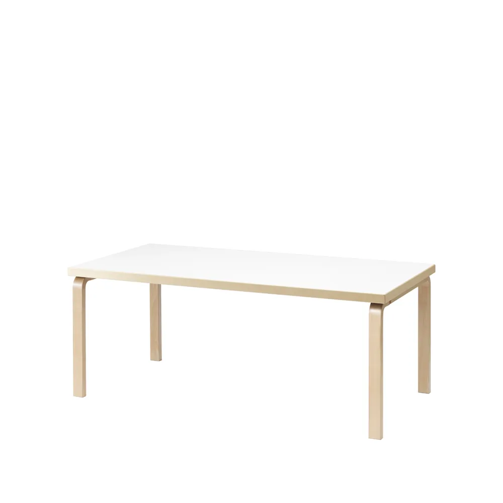 Aalto 83 matbord rektangulärt, Vit laminat-Björkben Artek