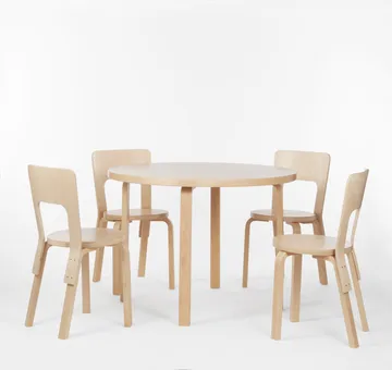 Aalto 90A matbord runt - Naturlackerad björk-Björkben - Artek