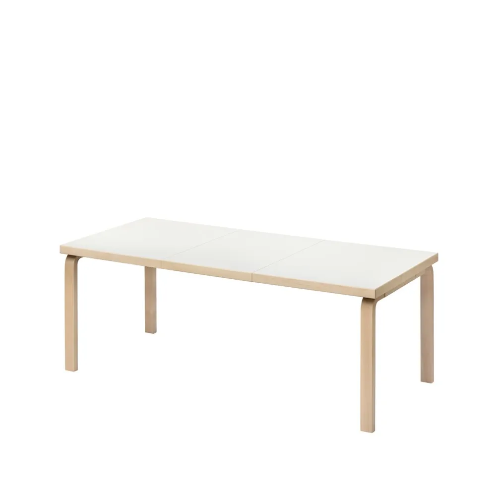Aalto 97 utdragbart matbord, Vit laminat-Björkben 1 ilägg Artek