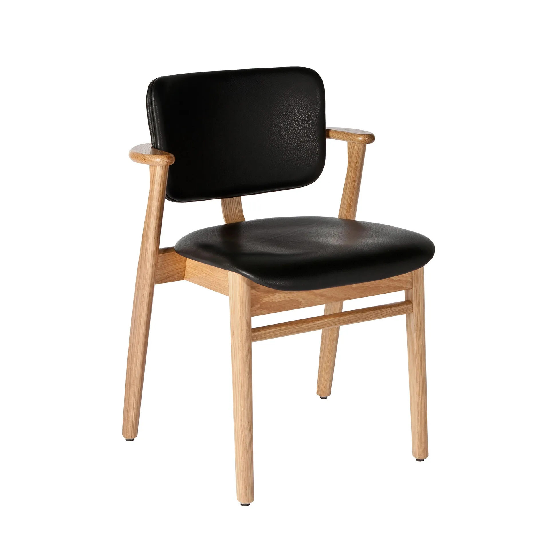 Domus stol klädd sits & rygg, Prestige svart läder-Björk Artek