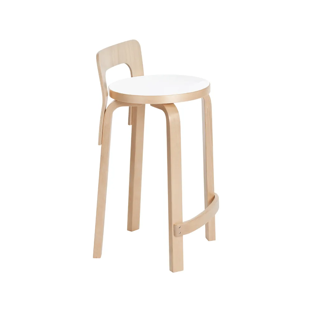 K65 barstol, Vit laminat-Björk Artek