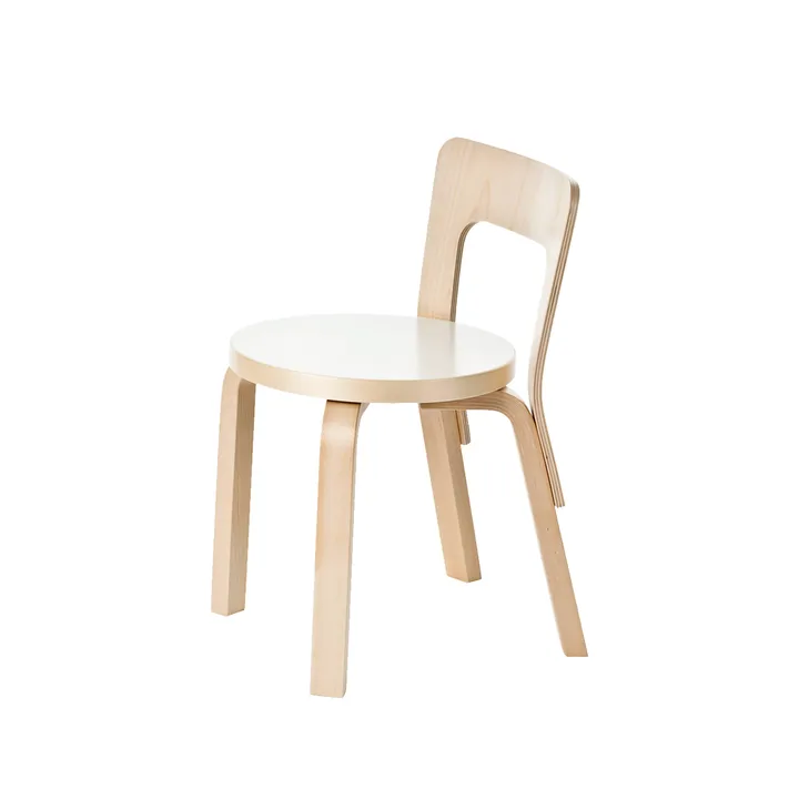 N65 barnstol - Vit laminat-Björk - Artek