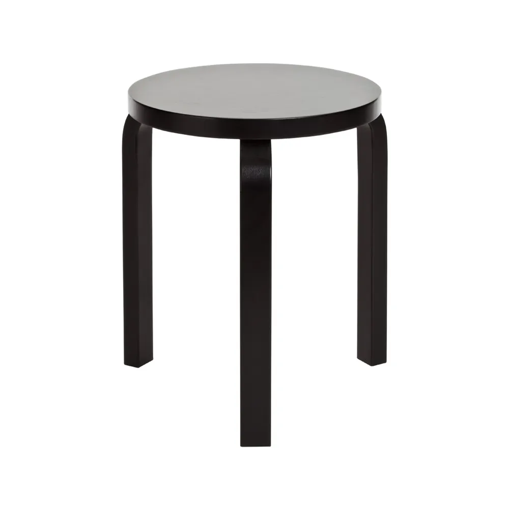 Stool 60 pall 3 st ben, Svart lack Artek
