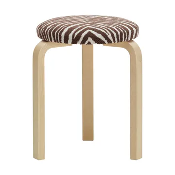 Stool 60 rund pall 3 st ben - Klarlackerad björk-tyg Zebra brun, Ø38x44 cm - Artek