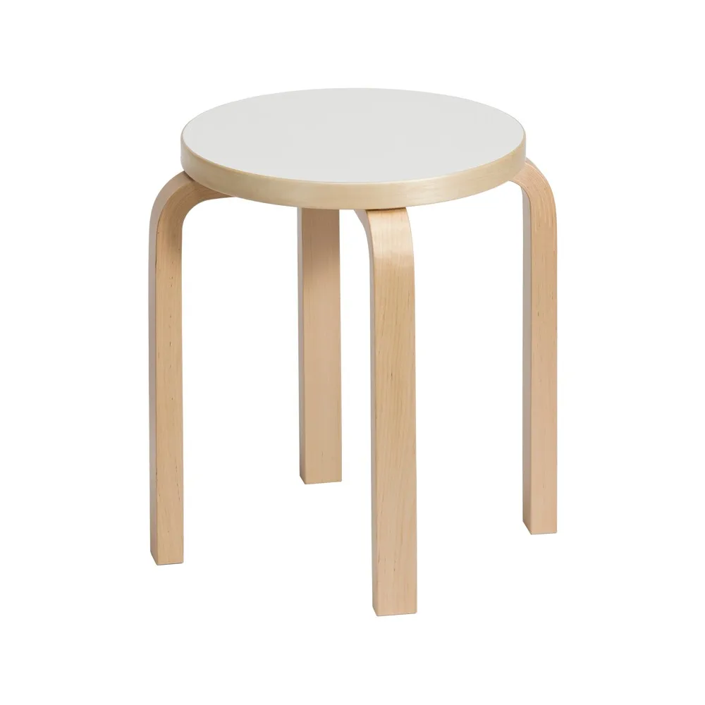 Stool E60 pall 4 st ben, Vit laminat-Björk Artek