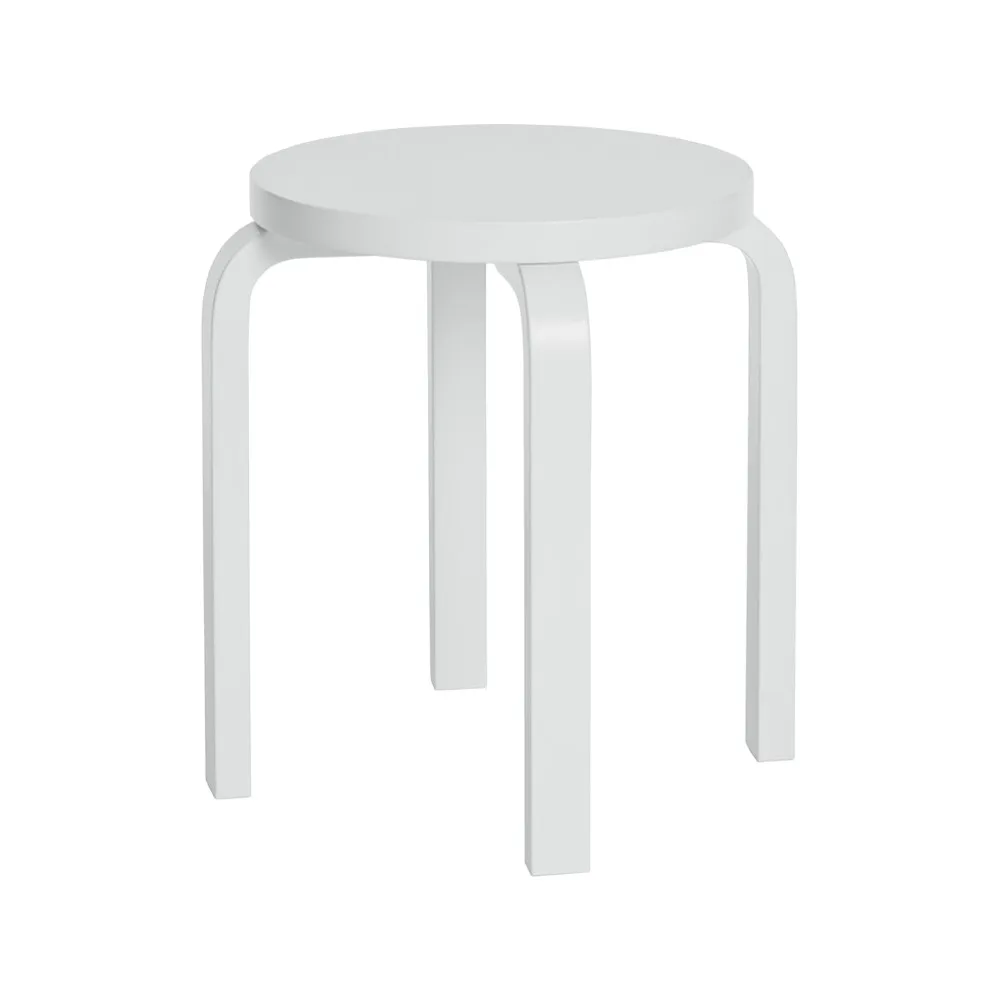 Stool E60 rund pall 4 st ben, Vit lack, Ø38x44 cm Artek