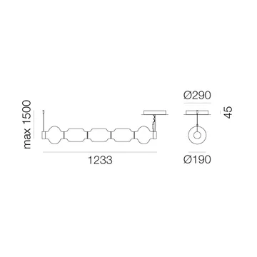 Alambicco horisontal pendel - 5 glaskupor - Artemide
