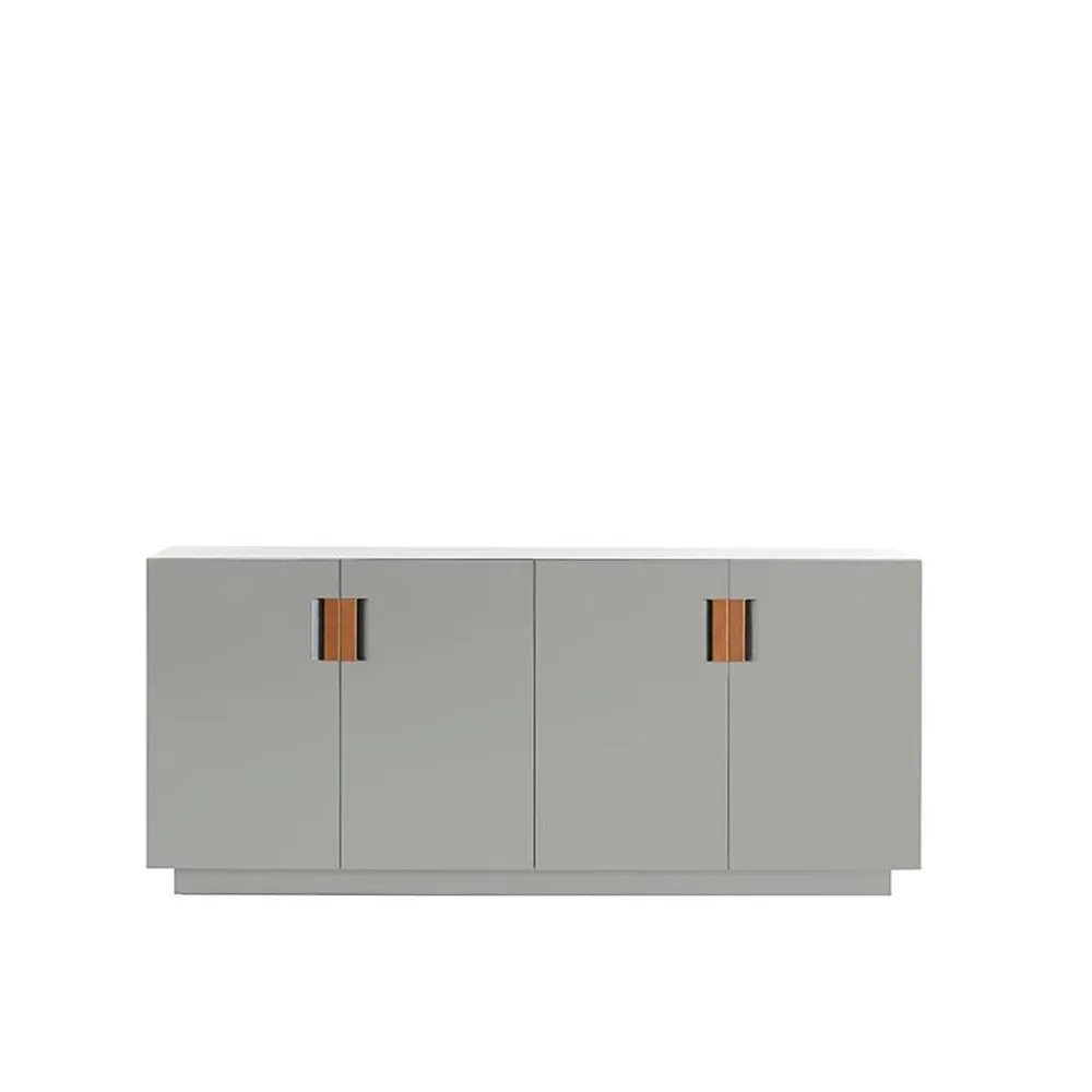 Frame 160 Low skåp, light grey, vikdörrar, 42 cm, cognac Asplund
