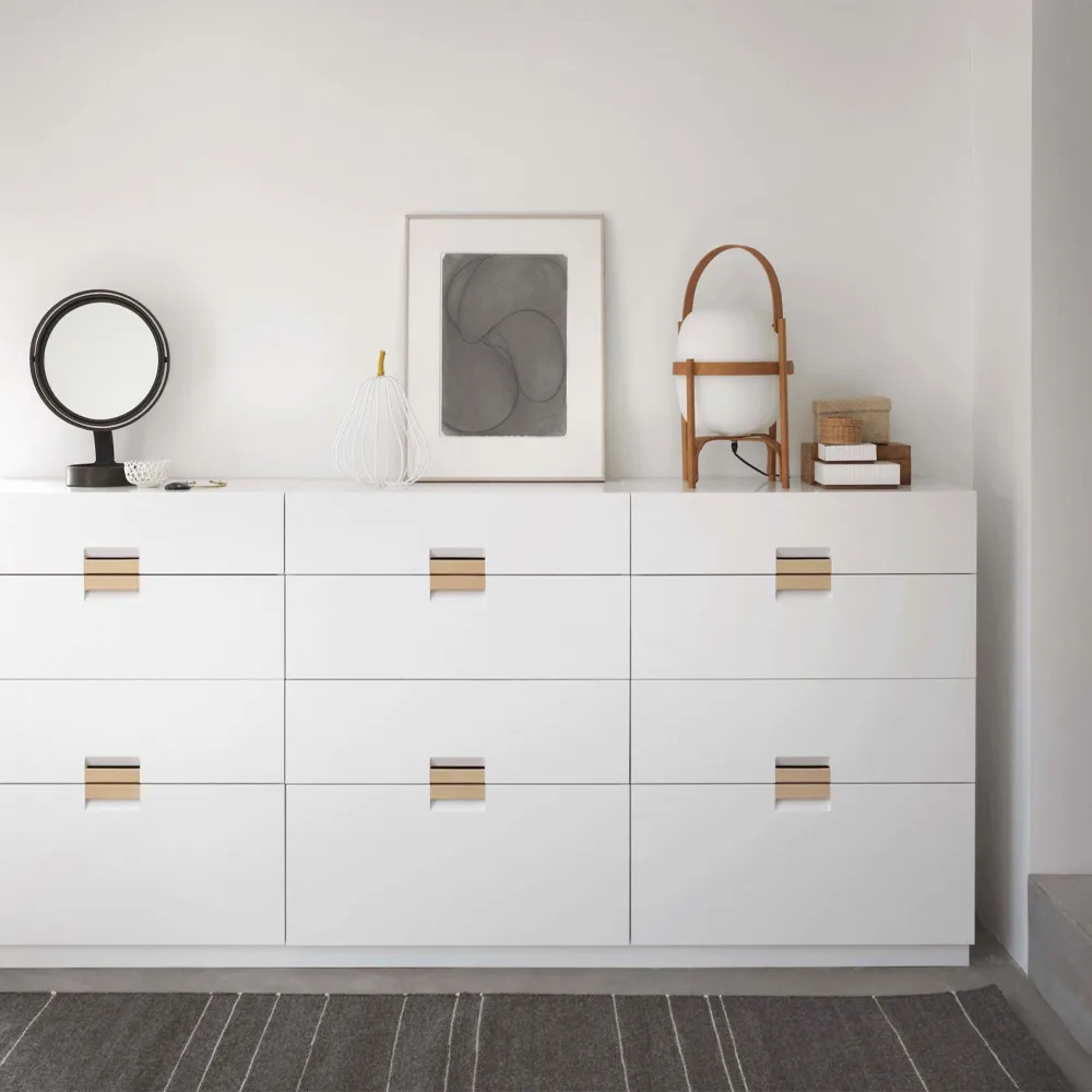 Frame high byrå, white, läder natural Asplund