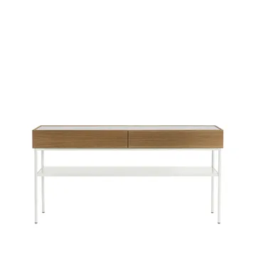 Luc 160 konsolbord - valnötsbetsad ek (p4), marmorskiva, stativ white - Asplund