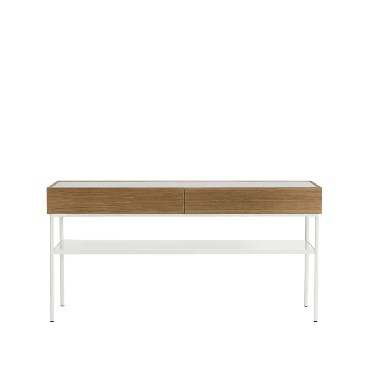 Luc 160 konsolbord - valnötsbetsad ek (p4), marmorskiva, stativ white - Asplund