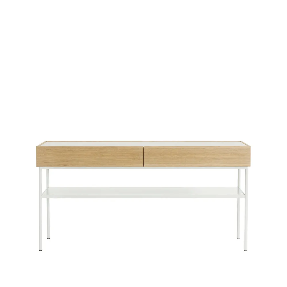 Luc 160 konsolbord, vitbetsad ek (p2), marmorskiva, stativ white Asplund