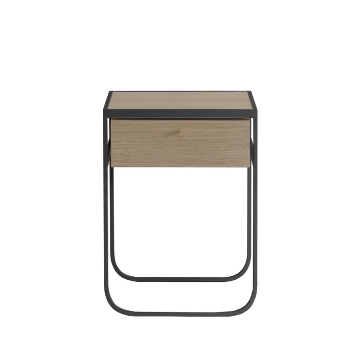 Nati Tati Drawer sängbord - char grey, vitlaserad ek - Asplund