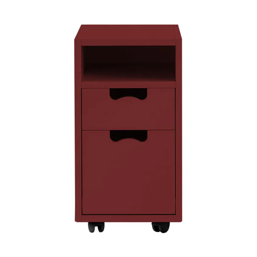 Snö G3 sängbord, Brown red, svarta hjul Asplund