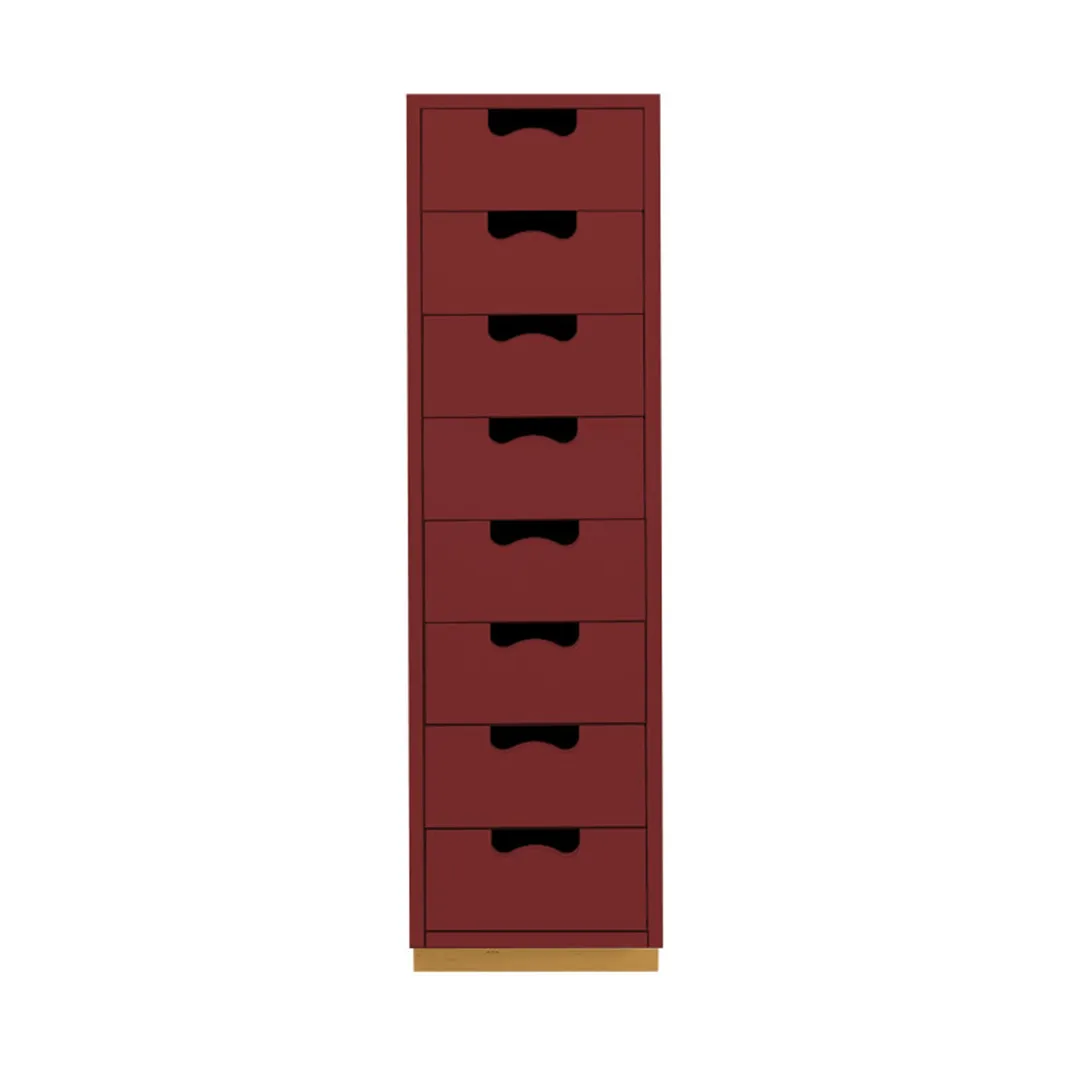 Snö J8 byrå 8 lådor, Brown red Asplund