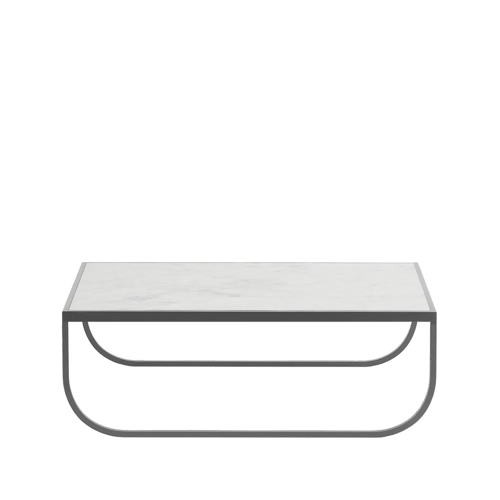 Tati Low soffbord, marmor vit, storm grey stativ Asplund