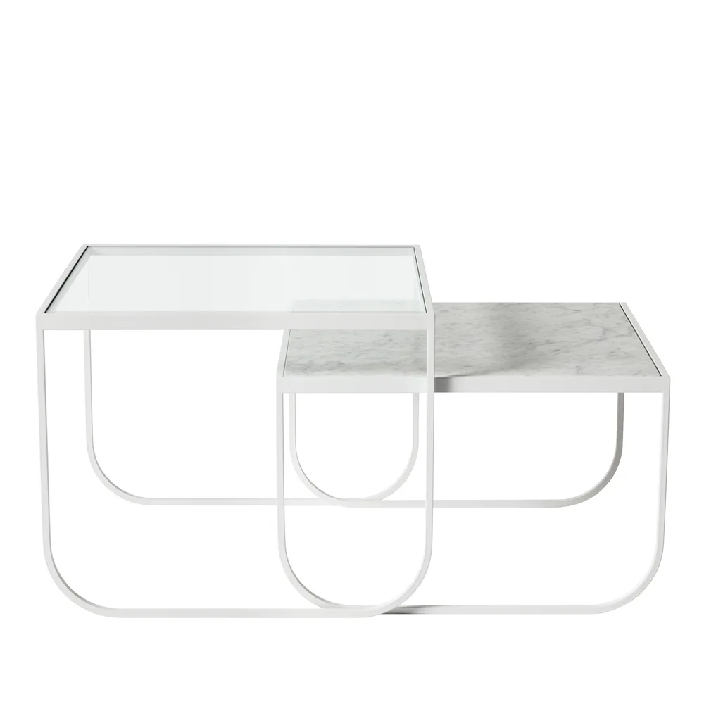 Tati Square soffbord, glas, vitt stativ Asplund