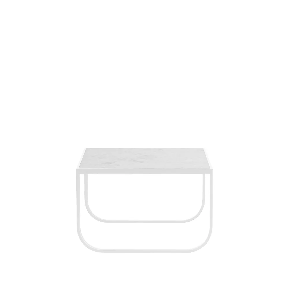Tati Square soffbord, marmor vit, vitt stativ Asplund