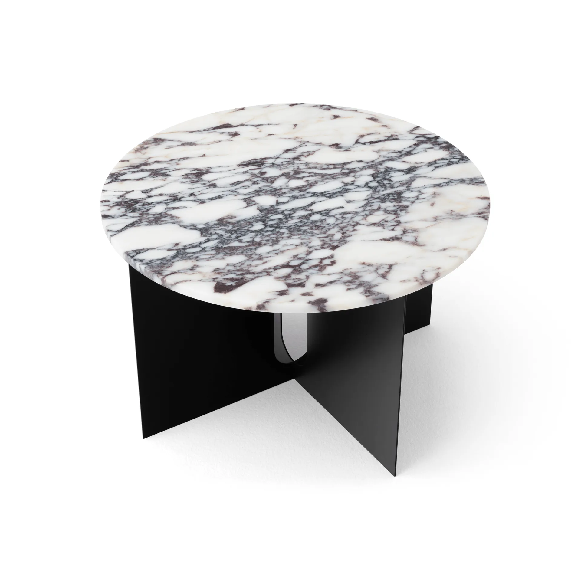 Androgyne sidobord, Calacatta Viola marmor-svart stål, Ø65 cm Audo Copenhagen