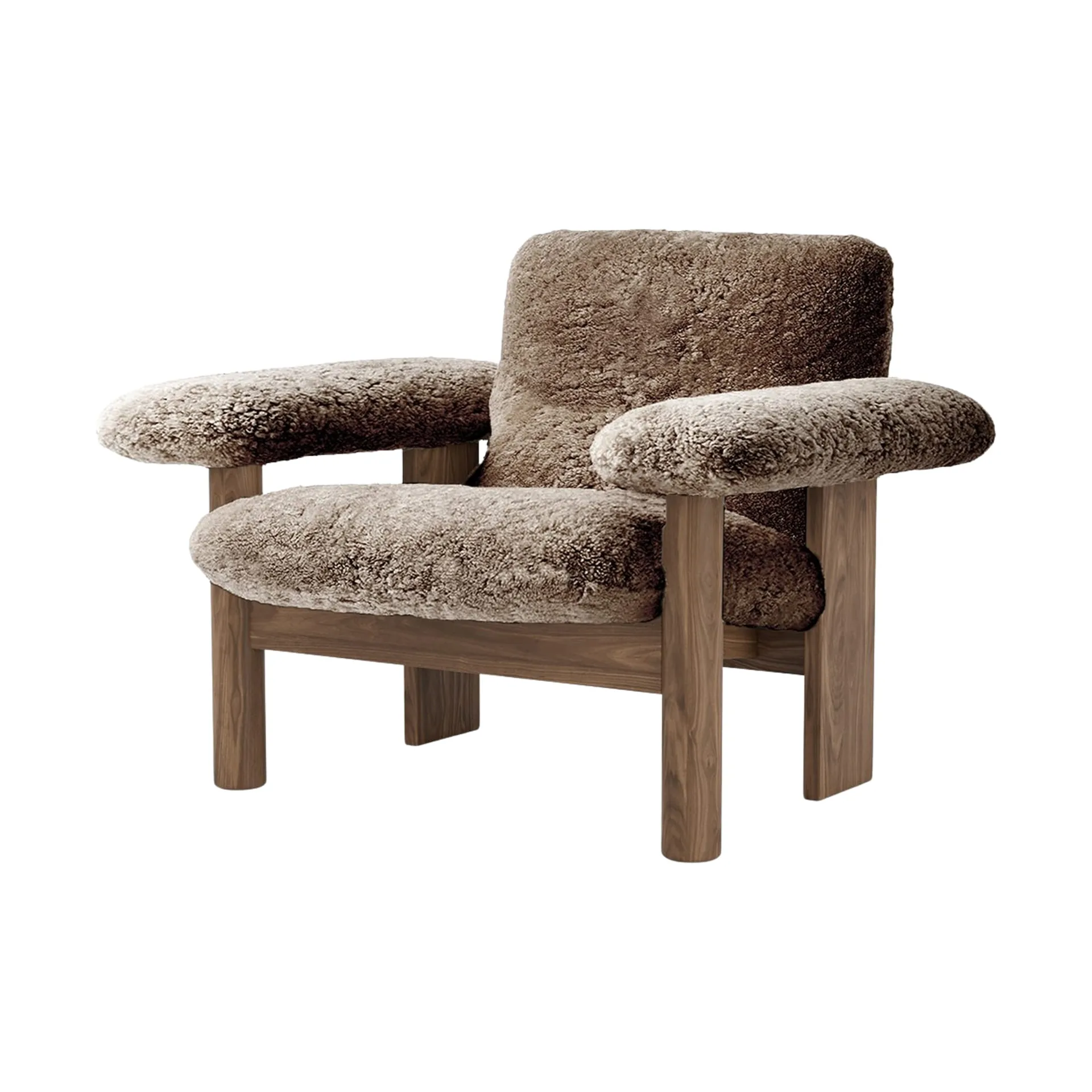 Brasilia fåtölj low back, Walnut-Sahara sheepskin curly Audo Copenhagen