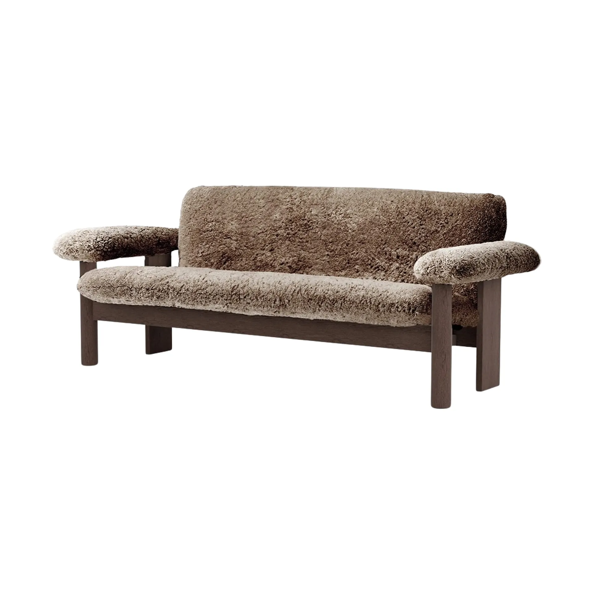 Brasilia soffa 2-sits, Dark oak-Sahara sheepskin curly Audo Copenhagen