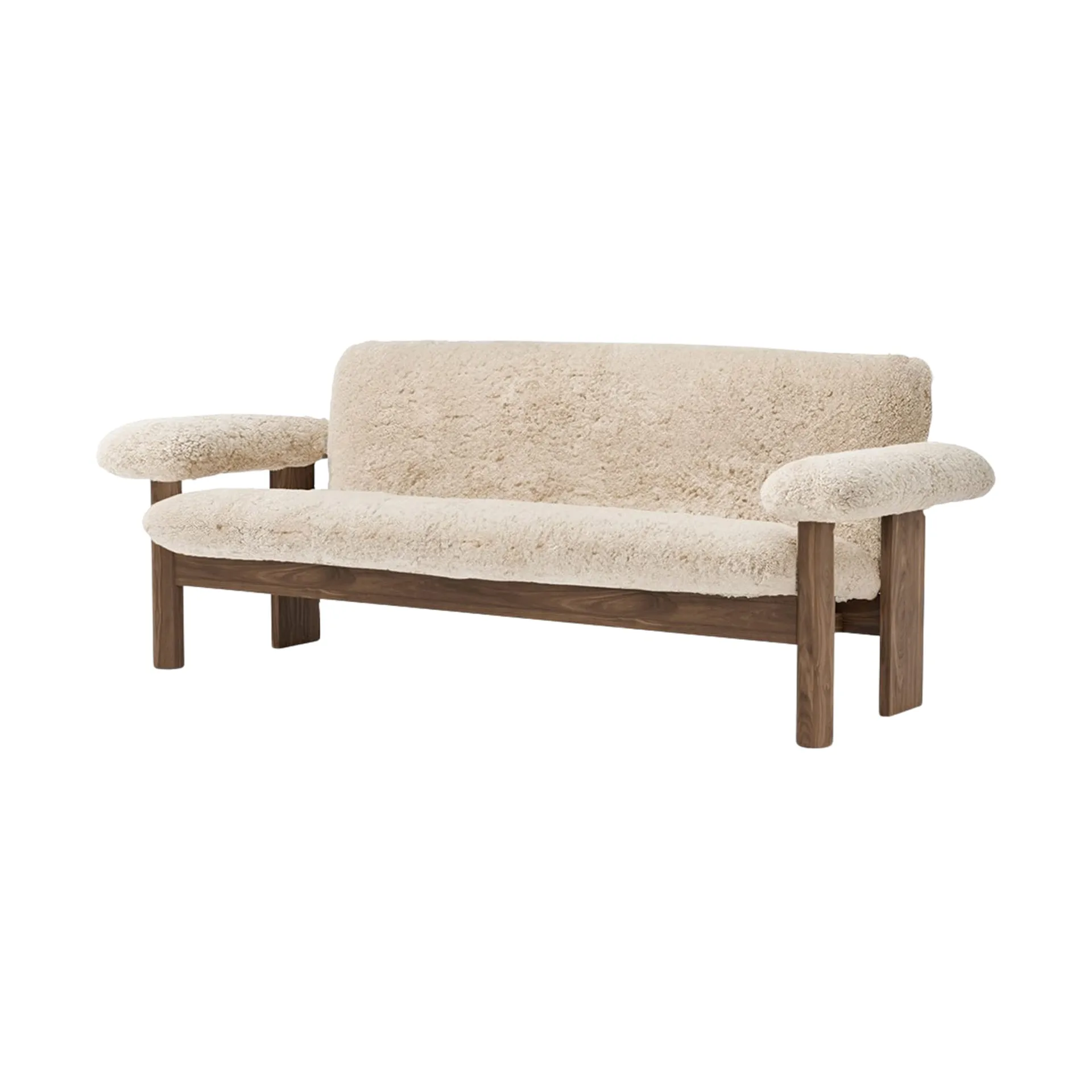 Brasilia soffa 2-sits, Walnut-Nature sheepskin curly Audo Copenhagen