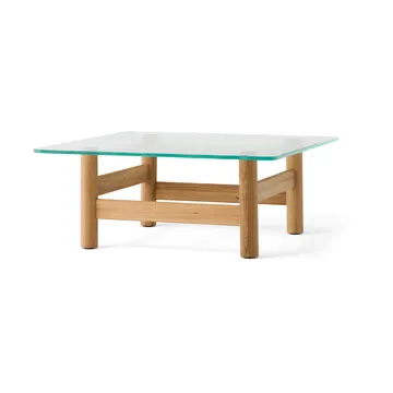 Brasilia soffbord 100x100 cm - Natural oak-clear glass - Audo Copenhagen