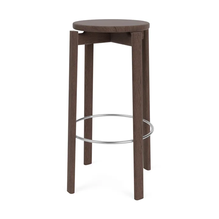 Passage barpall - Mörkbetsad ek-rostfritt stål, 75 cm - Audo Copenhagen