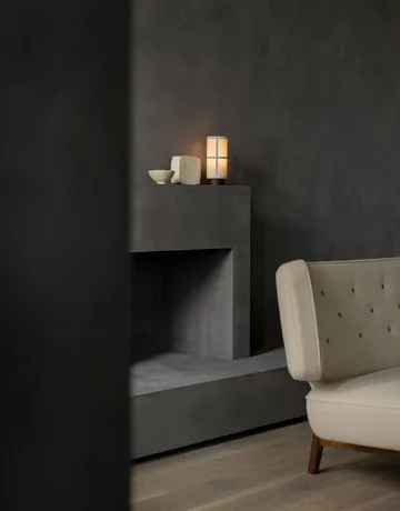 Radiohus soffa - Re-wool 218-valnöt, läderknappar, 3-sits - Audo Copenhagen
