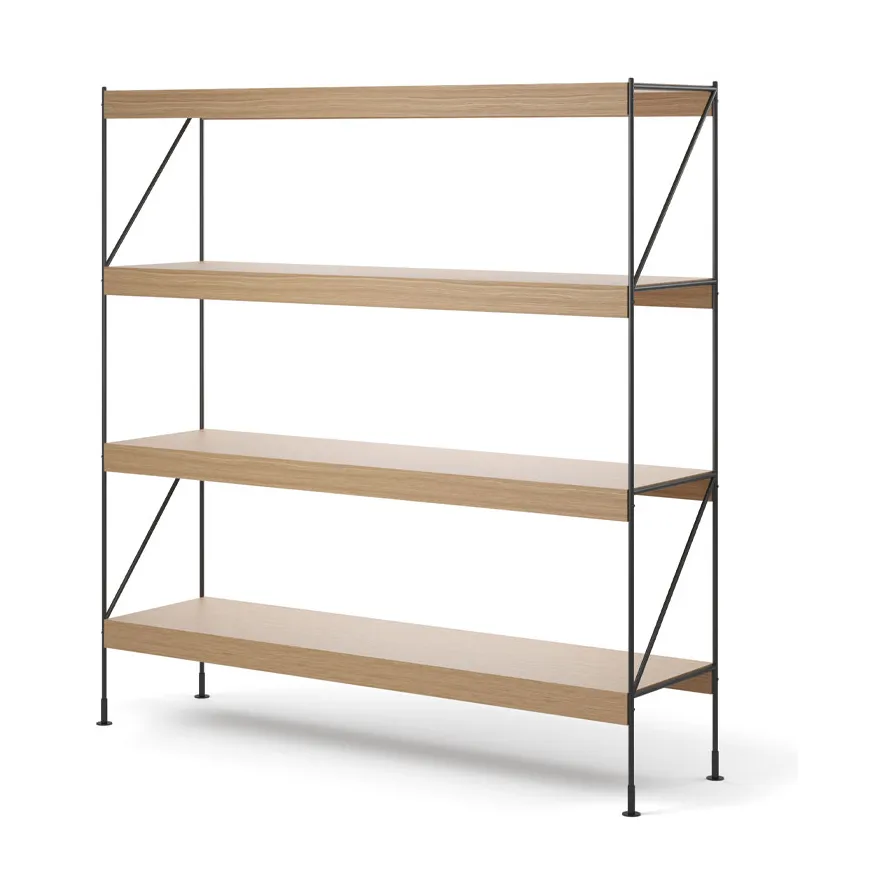 Zet hyllsystem, natural oak, 1x4, black steel base Audo Copenhagen