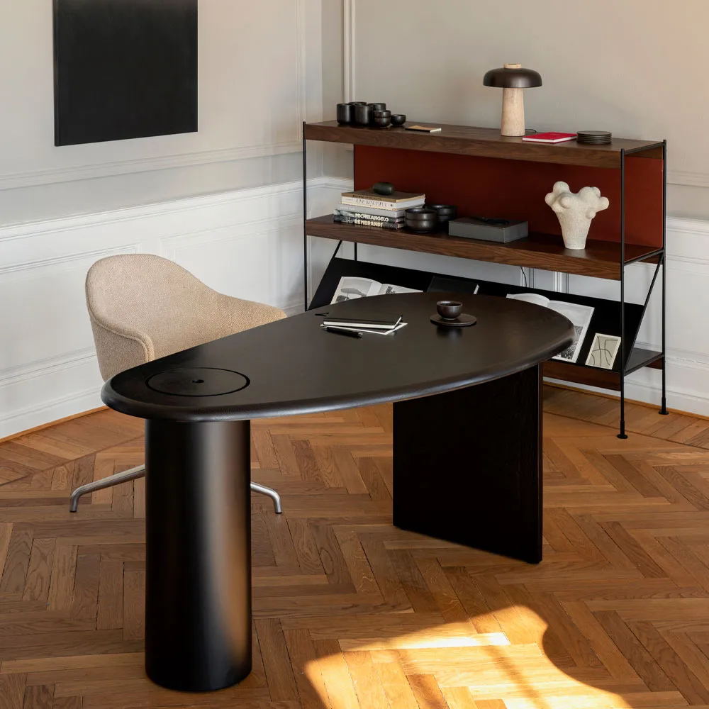 Zet hyllsystem, natural oak, 1x4, black steel base Audo Copenhagen