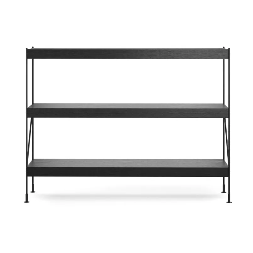 Zet hyllsystem, oak black stained, 1x3, black steel base Audo Copenhagen