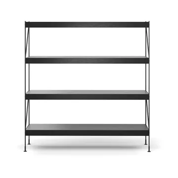 Zet hyllsystem - oak black stained, 1x4, black steel base - Audo Copenhagen