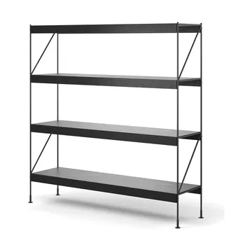Zet hyllsystem - oak black stained, 1x4, black steel base - Audo Copenhagen