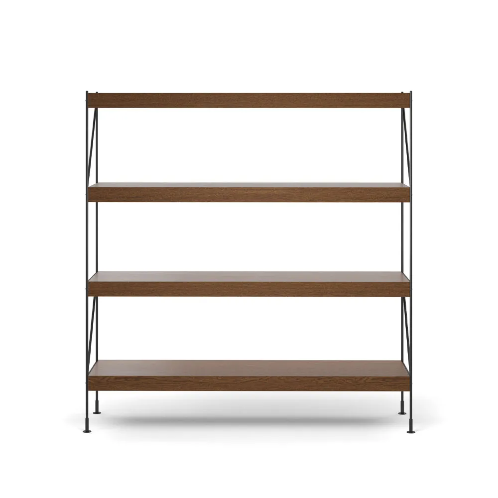 Zet hyllsystem, oak dark stained, 1x4, black steel base Audo Copenhagen