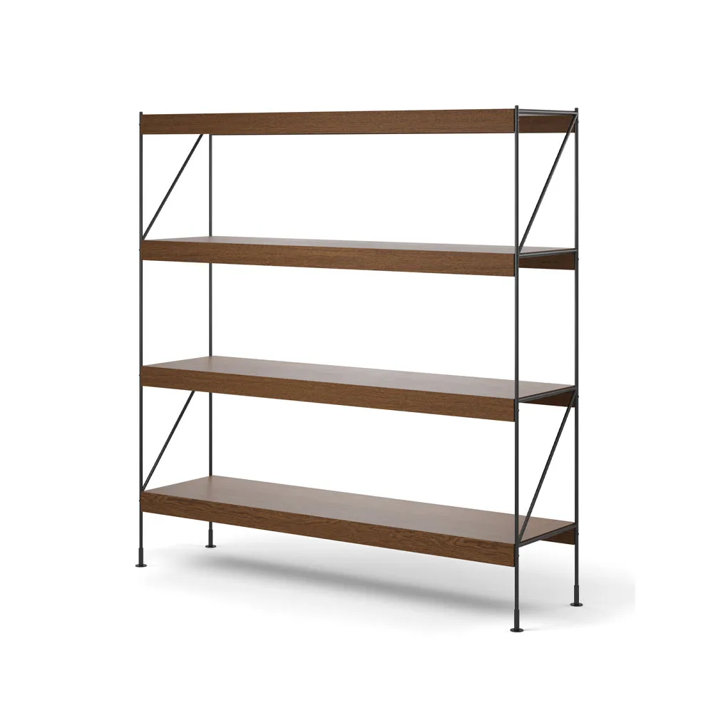 Zet hyllsystem, oak dark stained, 1x4, black steel base Audo Copenhagen