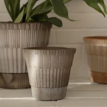 Atlas raw kruka med fat - Grey, Ø16 cm - Bergs Potter