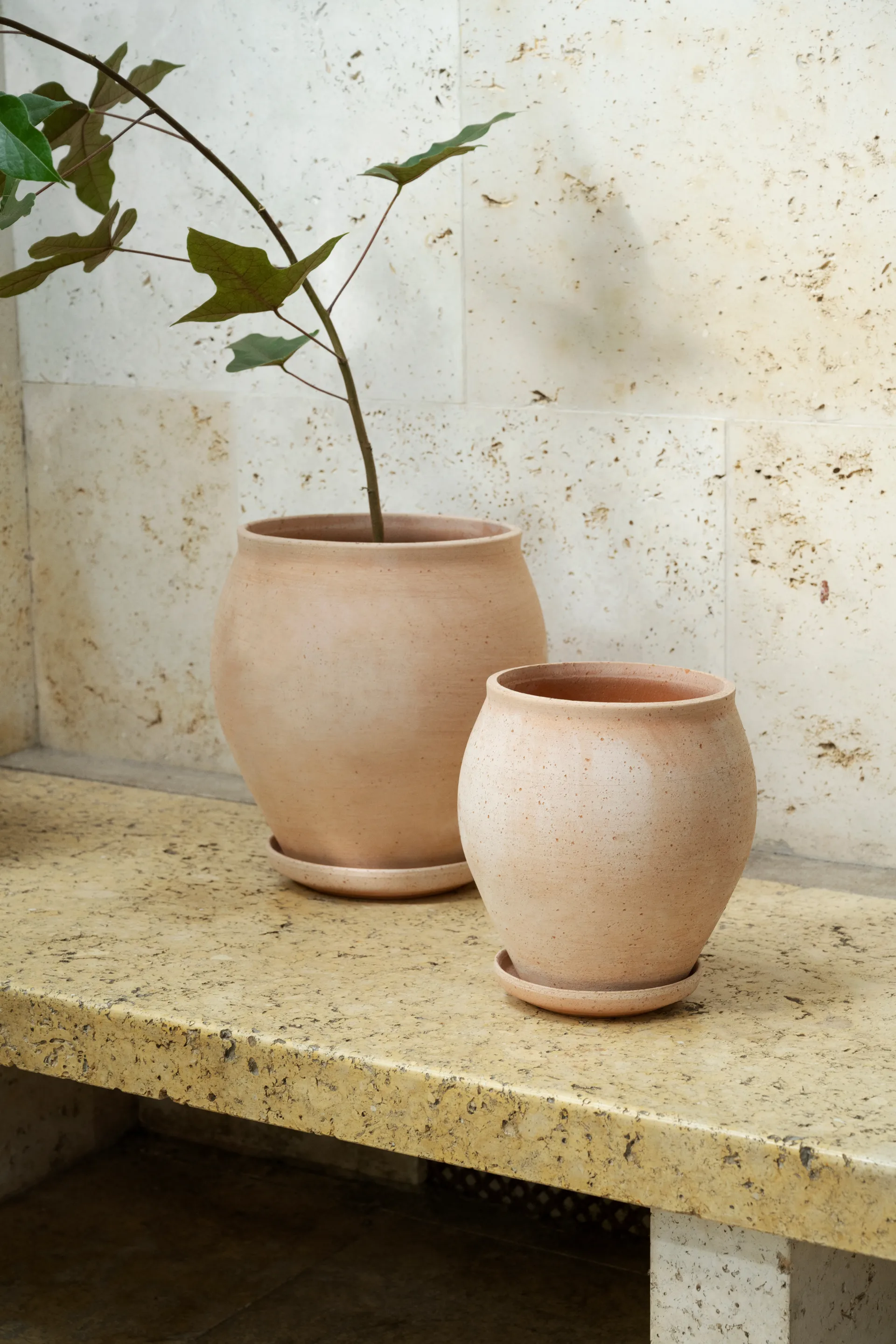 Delphi kruka med fat 2 delar, Rosa, Ø20 cm Bergs Potter