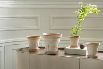 Fleur kruka med fat 2 delar - Rosa, Ø12 cm - Bergs Potter