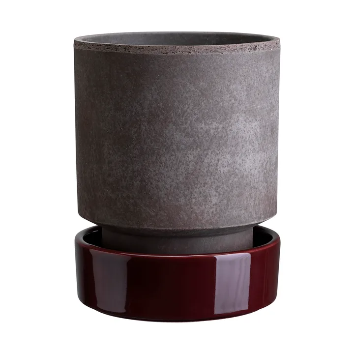 Hoff kruka - Ø16 cm, Raw Grey-Deep Burgundy - Bergs Potter