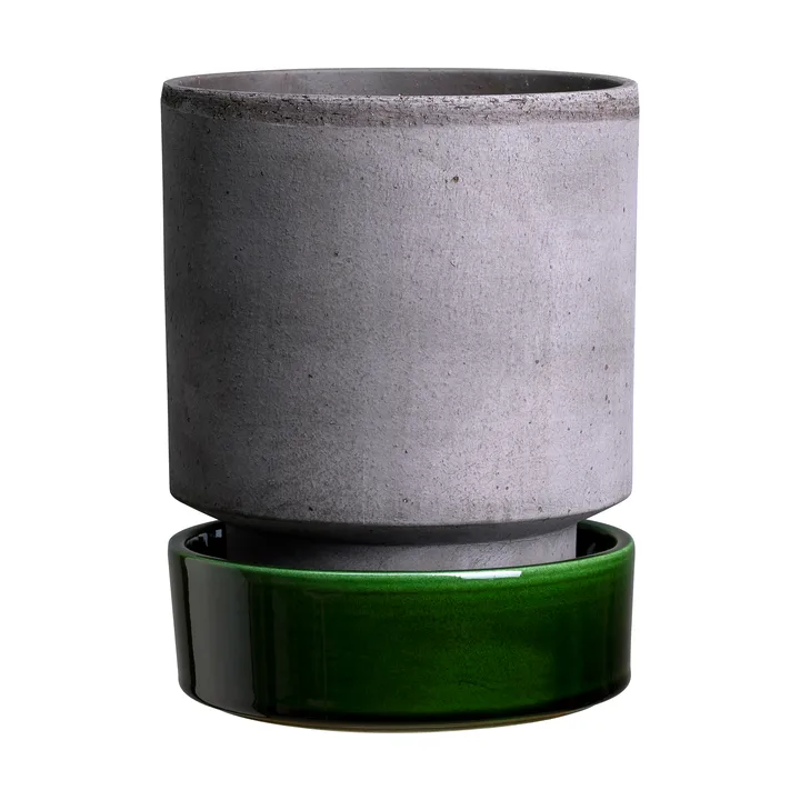 Hoff kruka - Ø18 cm, Raw Grey-Emerald Green - Bergs Potter