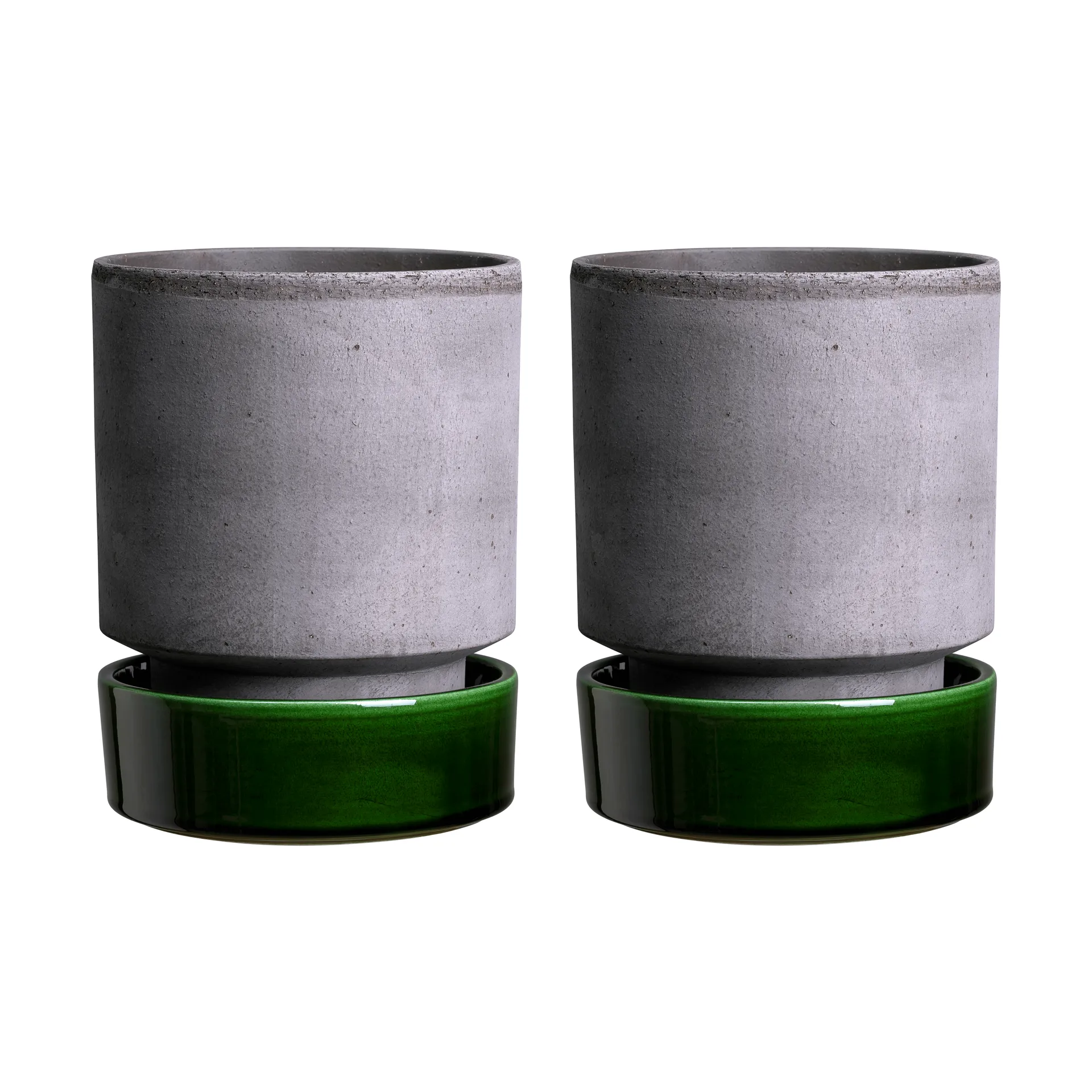 Hoff kruka 2-pack, Ø8 cm, Raw Grey-Emerald Green (grå-grön) Bergs Potter