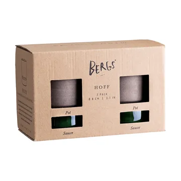 Hoff kruka 2-pack - Ø8 cm, Raw Grey-Emerald Green (grå-grön) - Bergs Potter