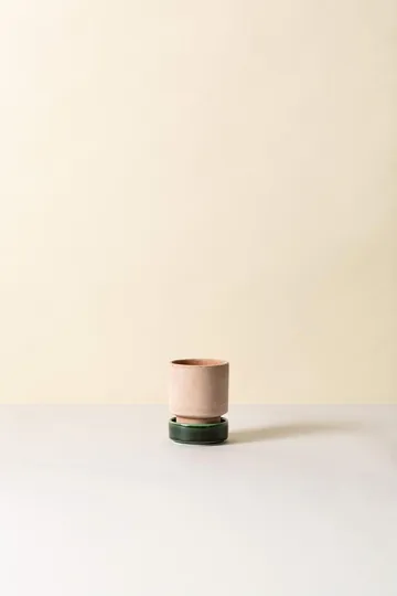 Hoff kruka 2-pack - Ø8 cm, Raw Rosa-Emerald Green (rosa-grön) - Bergs Potter