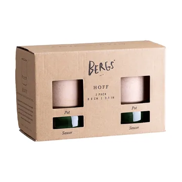 Hoff kruka 2-pack - Ø8 cm, Raw Rosa-Emerald Green (rosa-grön) - Bergs Potter