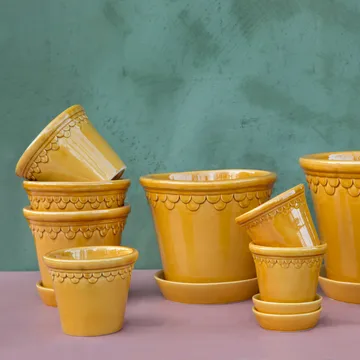 Köpenhamn kruka glaserad - Gul, Ø10 cm - Bergs Potter