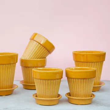 Simona kruka glaserad Ø14 cm - Gul - Bergs Potter