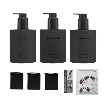 Kirei glasflaskor inkl vägghållare 3-pack - Smoke, limmonterad - blomus